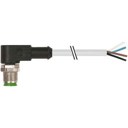 M12 Male 90° With Cable, PVC 4x0.34 Gy UL/CSA 5m